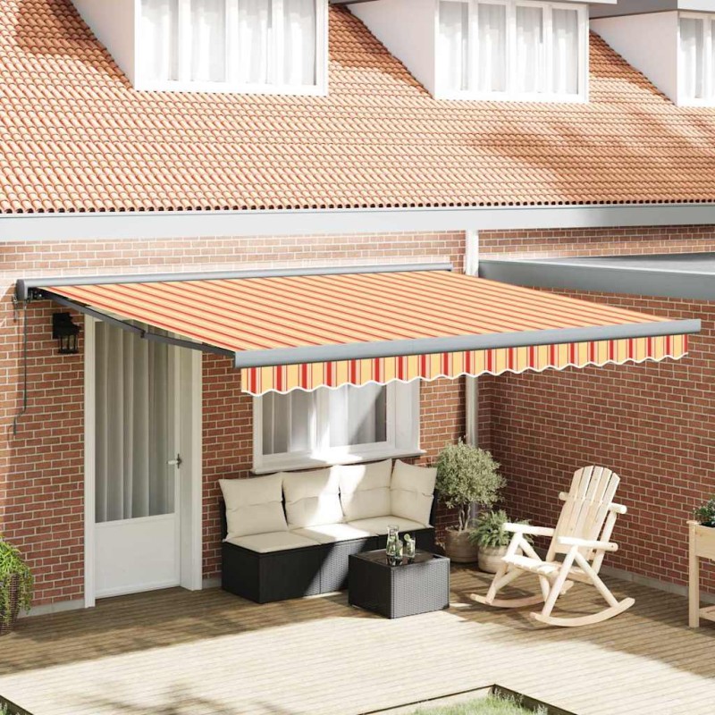 vidaXL Tenda da Sole Retrattile Automatica Gialla e Arancione 400x300 cm vidaXL Tenda da Sole Retrattile Automatica Gialla e Arancione 400x300 cm
