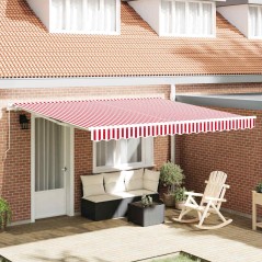 vidaXL Tenda da sole manuale retrattile a strisce rosse e bianche 400 x 300 cm di