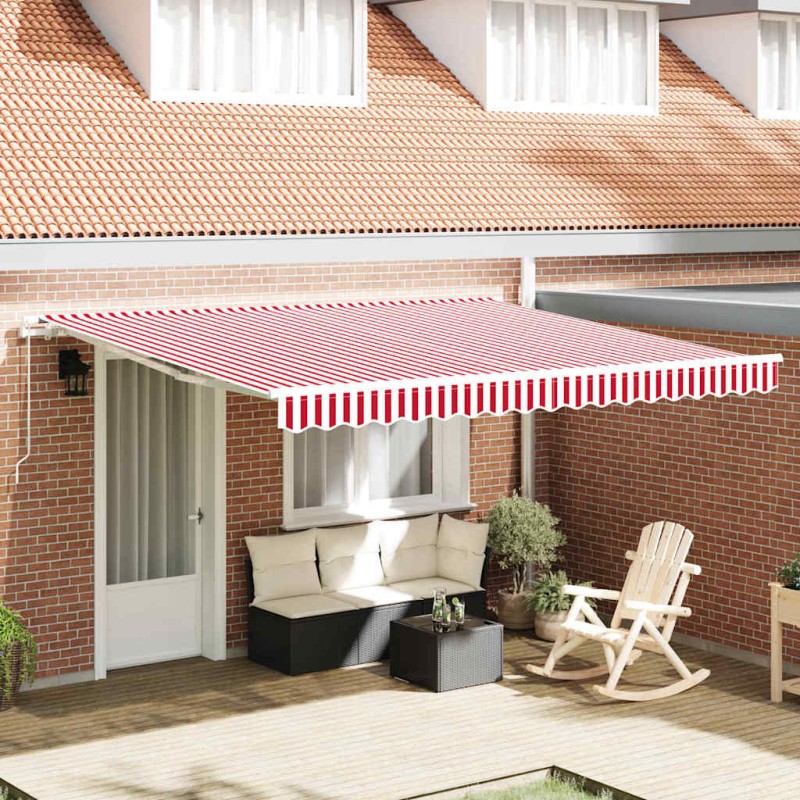 vidaXL Tenda da sole manuale retrattile a strisce rosse e bianche 400 x 300 cm di vidaXL Tenda da sole manuale retrattile a strisce rosse e bianche 400 x 300 cm di