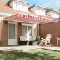 vidaXL Tenda da sole manuale retrattile a strisce rosse e bianche 400 x 300 cm di vidaXL Tenda da sole manuale retrattile a strisce rosse e bianche 400 x 300 cm di