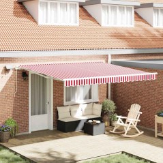 vidaXL Tenda retrattile manuale with Rosso e bianco 400 × 300 cm