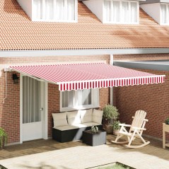 vidaXL Tenda Retrattile Rosso e bianco 400 × 300 cm Rosso e bianco