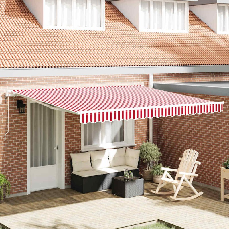 vidaXL Tenda Retrattile Rosso e bianco 400 × 300 cm Rosso e bianco vidaXL Tenda Retrattile Rosso e bianco 400 × 300 cm Rosso e bianco