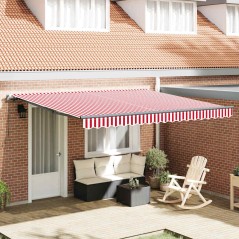 vidaXL Tenda Retrattile Rosso e bianco 400 × 300 cm Poliestere