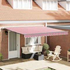 vidaXL Tenda da sole automatica e retrattile a strisce rosse e bianche, 400 x 300 cm