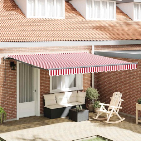 vidaXL Tenda da sole automatica e retrattile a strisce rosse e bianche, 400 x 300 cm