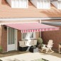 vidaXL Tenda da sole automatica e retrattile a strisce rosse e bianche, 400 x 300 cm vidaXL Tenda da sole automatica e retrattile a strisce rosse e bianche, 400 x 300 cm