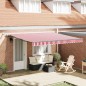 vidaXL Tenda Retrattile Automatica con LED Striscia Rossa e Bianca 400x300 cm vidaXL Tenda Retrattile Automatica con LED Striscia Rossa e Bianca 400x300 cm