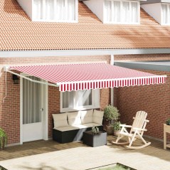 vidaXL Tenda a braccio manuale a strisce rosse e bianche, 400x300 cm