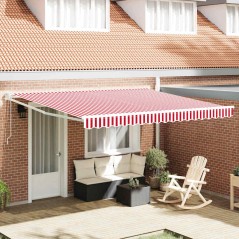 vidaXL Tenda da sole automatica retrattile a strisce rosse e bianche, 400 x 300 cm