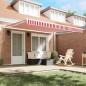 vidaXL Tenda da sole automatica retrattile a strisce rosse e bianche, 400 x 300 cm