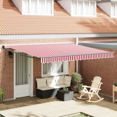 vidaXL Tenda Margherita Automatica Retrattile Striscia Rossa e Bianca 400x300 cm