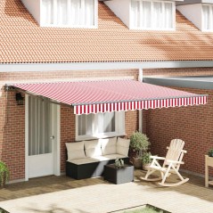vidaXL Tenda Retrattile Striscia Rossa e Bianca 400x300 cm