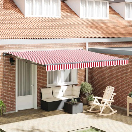 vidaXL Tenda Retrattile Striscia Rossa e Bianca 400x300 cm