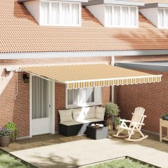 vidaXL Tenda Retrattile Giallo / Grigio / Bianco 400 × 300 cm Multicolore