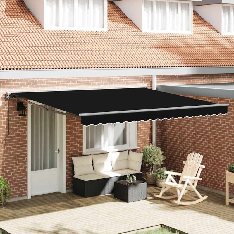 vidaXL Tenda Retrattile Nero 400x300 cm vidaXL Tenda Retrattile Nero 400x300 cm