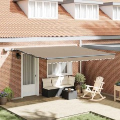 Tenda Retrattile Manuale vidaXL con LED Beige 400x300 cm