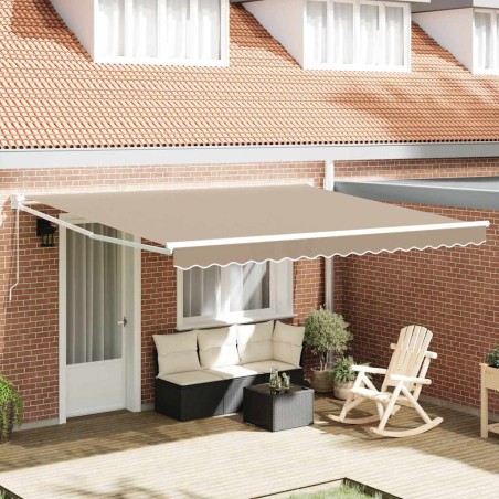 vidaXL Tenda da sole retrattile manuale Beige 400x300 cm