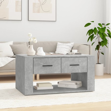 Tavolino da Salotto Grigio Cemento 80x50x40cm Legno Multistrato