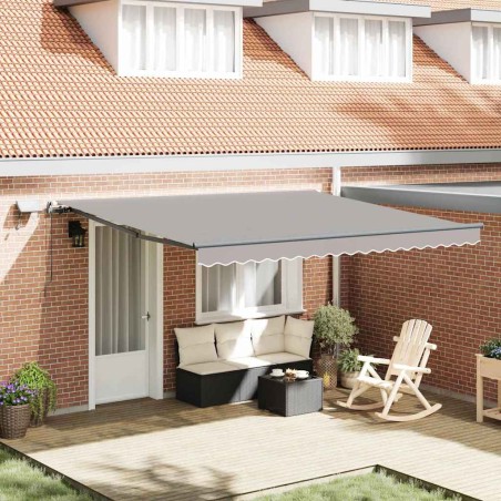vidaXL Tenda Retrattile Manuale con LED Grigio Chiaro 400x300 cm