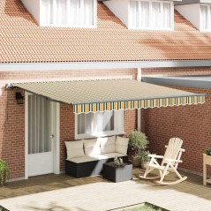 vidaXL Tenda Retrattile Verde e giallo 400 × 300 cm Poliestere
