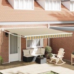 Tenda Retrattile Manuale vidaXL Verde e Giallo 400x300 cm