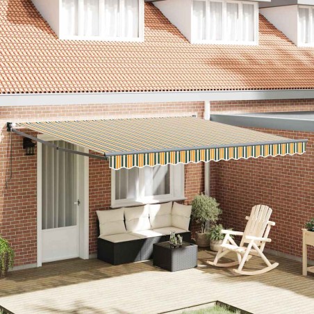 vidaXL Tenda Retrattile Manuale Verde e Gialla 400x300 cm