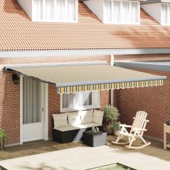 vidaXL Tenda Retrattile Automatica Verde e Gialla 400 x 300 cm