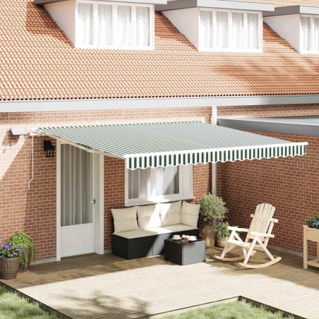 vidaXL Tenda retrattile Verde e bianco 400 × 300 cm Verde e bianco