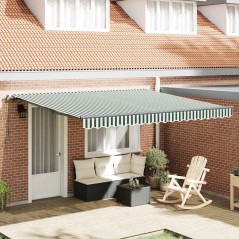vidaXL Tenda Retrattile Verde e bianco 400 × 300 cm Tessuto
