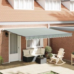 vidaXL Tenda a braccio retrattile automatico Verde e Bianco 400x300 cm