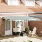 Tenda Manuale Retrattile vidaXL Verde e Bianca 400x300 cm