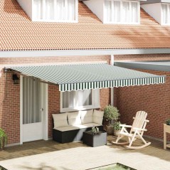 vidaXL Tenda Retrattile Verde e Bianco 400x300 cm