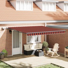 vidaXL Tenda retrattile manuale con LED in arancione e marrone 400x350 cm