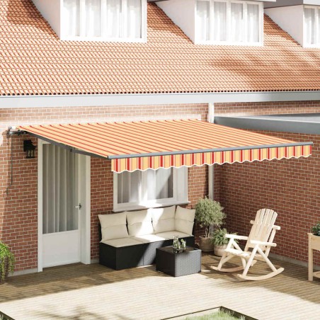 vidaXL Tenda da sole automatica e retrattile gialla e arancione, 400 x 350 cm.