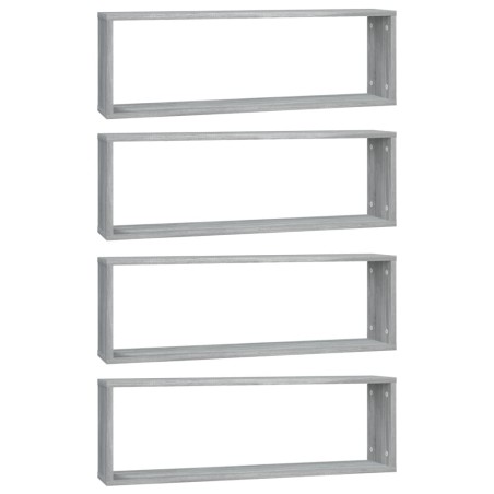 Mensole Cubo Muro 4 Grigio Sonoma 80x15x26,5 Legno Multistrato