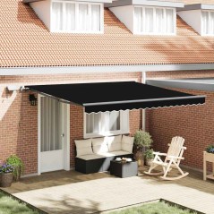 Tenda Retrattile Manuale vidaXL con LED Nera 400x350 cm