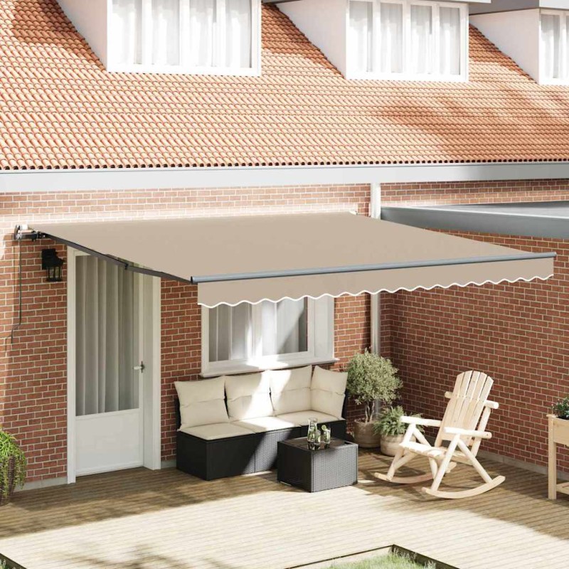 vidaXL Tenda da Sole Beige 400 × 350 cm Poliestere vidaXL Tenda da Sole Beige 400 × 350 cm Poliestere