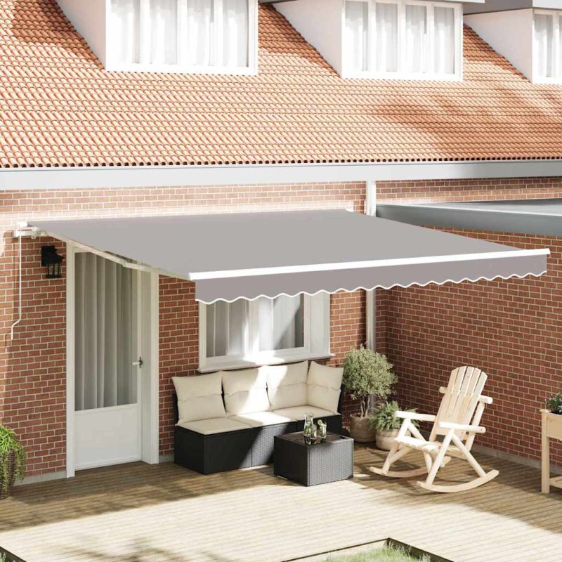 Tenda Retrattile Manuale vidaXL Grigia Chiara 400x350 cm Tenda Retrattile Manuale vidaXL Grigia Chiara 400x350 cm