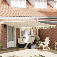 vidaXL Tenda Retrattile Manuale Verde e Gialla 400x350 cm