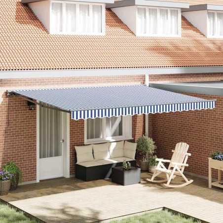 vidaXL Tenda Retrattile Blu e Bianco 450x300 cm