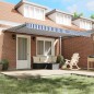 vidaXL Tenda Retrattile Blu e Bianco 450x300 cm