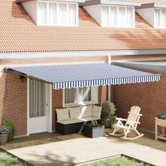 vidaXL Tenda Retrattile Blu e Bianco 450x300 cm