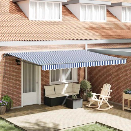 vidaXL Tenda Retrattile Blu e Bianco 450x300 cm