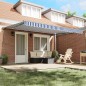 vidaXL Tenda Retrattile Blu e Bianco 450x300 cm