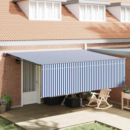 vidaXL Tenda Retrattile Blu e bianco Blu e Bianco Antracite