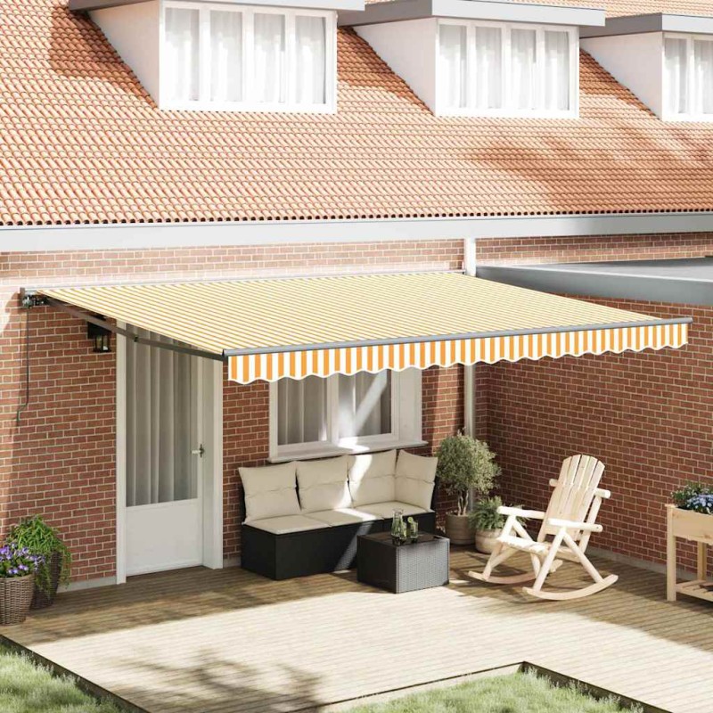 vidaXL Tenda Retrattile Arancione e bianco 450x300 cm vidaXL Tenda Retrattile Arancione e bianco 450x300 cm