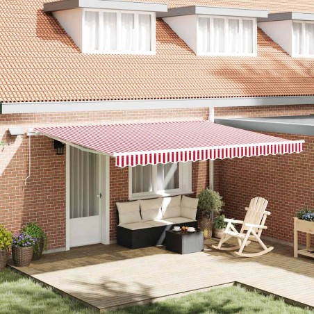 vidaXL Tenda Retrattile Rossa e Bianca Rosso e bianco 450 × 300 cm