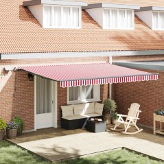 vidaXL Tenda Retrattile Manuale con LED a righe rosse e bianche 450x300 cm