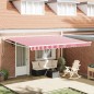 vidaXL Tenda da sole manuale retrattile rossa e bianca 450x300 cm